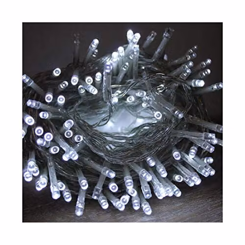 Best Artificial 100 Bright White LED Waterproof Outdoor Christmas String Lights with Clear Cable, 10m