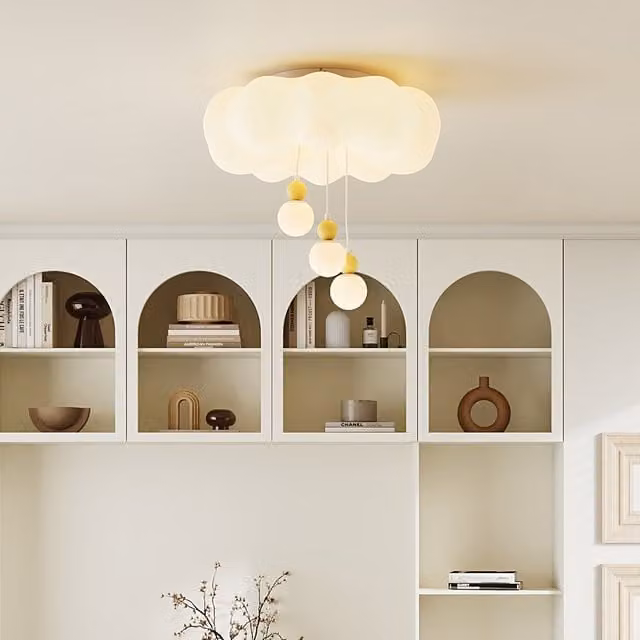 Livingandhome Modern Dimmable LED Pendant Ceiling Light with Remote Control, White and Gold/Brass