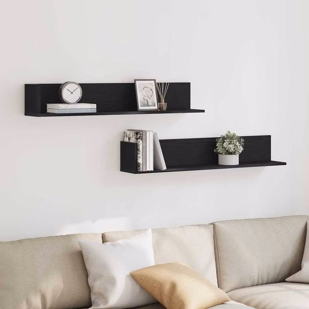 Berkfield Home Wall Mounted Shelves, 2 Pack, Black, W/D/H: 100 x 16.5 x 16.5 cm – 3
