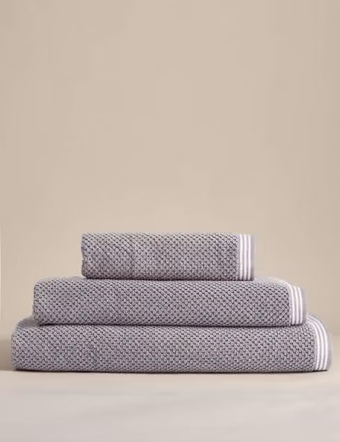 M&S Pure Soft Cotton Rice Weave Towel in Grey Marble