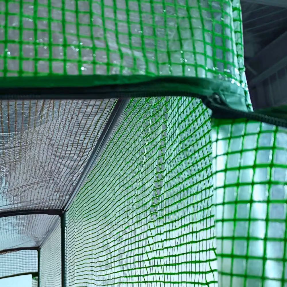 NESTLUNE Green Walk-In Lean to Wall Greenhouse with Shelving, W: 0.5 m, D: 1.5 m, H: 2.15 m – 2