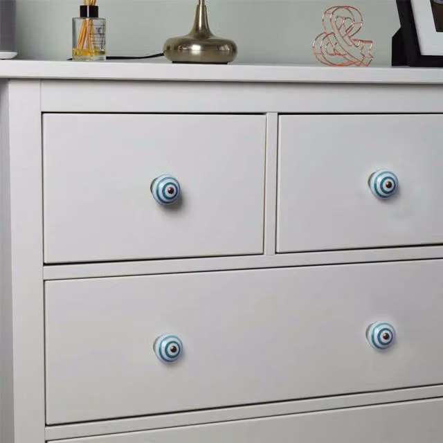 Nicola Spring Ceramic Cupboard and Drawer Knobs, Turquoise, Pack of 12 – 1