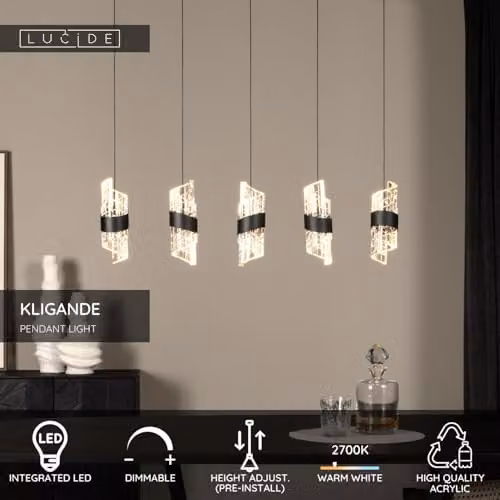 Lucide Kligande Dimmable Height Adjustable LED Pendant Light, Black – 2