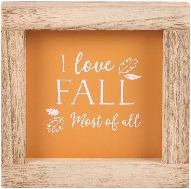 Something Different Orange I Love Fall Most Of All Wooden Framed Hanging Sign