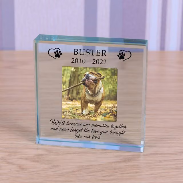 Uniqueful Personalised Pet Memories Glass Token Sympathy Gift in Transparent Beige