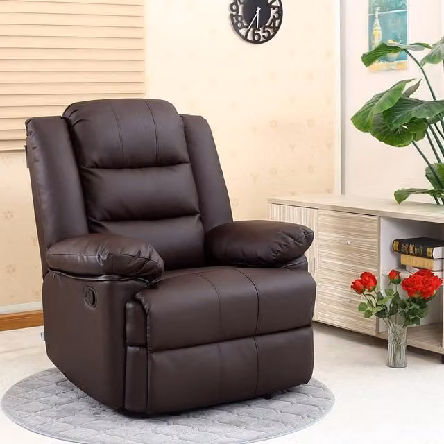 More4Homes Loxley Manual Recliner Armchair in Brown Bonded Leather – 1