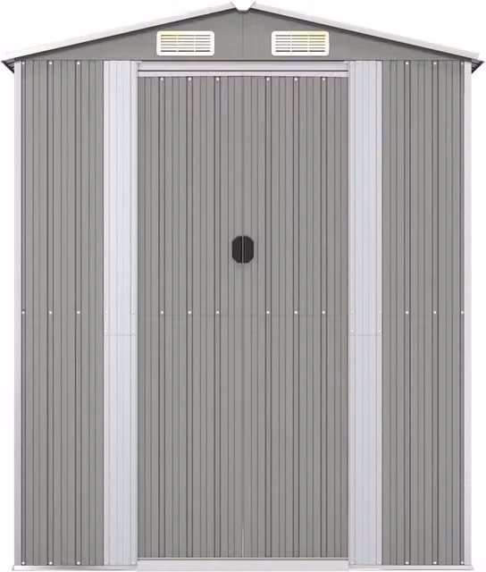 Berkfield Garden Shed in Light Grey Galvanised Steel, W/D/H: 192 x 108 x 223 cm
