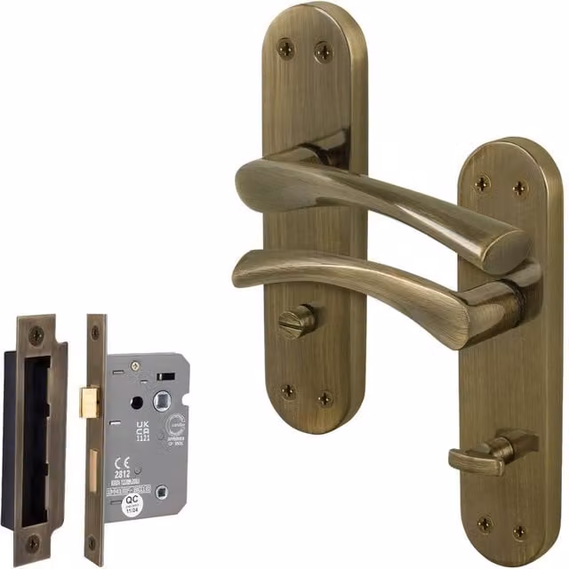 AFIT Antique Brass Twist Bathroom Handle WC Lock Privacy Set in Bronze, 1 Pair – 1