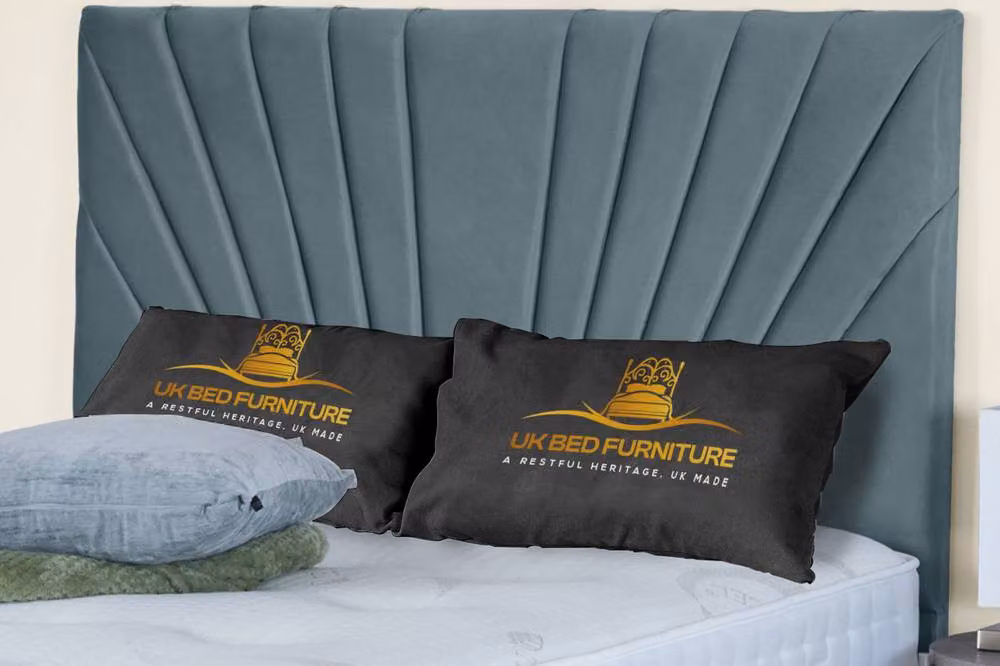 UK Bed Furniture Sunrise End Lift Divan Ottoman Bed with 54 Inch Headboard in Light Blue, W/D: 140 x 200 cm – 3