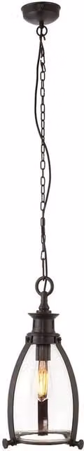 Endon Industrial Bronze and Transparent Glass Ceiling Pendant Light, E27, Diameter: 21 cm
