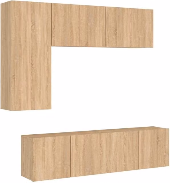 Berkfield Home 5 Piece Modern TV Wall Unit Set in Sonoma Light Oak Engineered Wood
