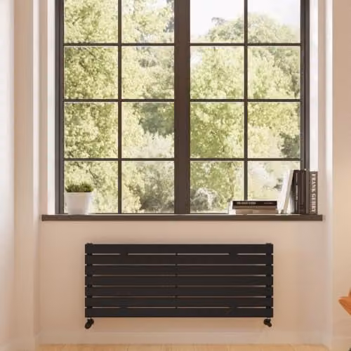 UK Radiators Typhoon Axis Black Flat Tube Horizontal Designer Radiator, W: 120 cm, H: 47.6 cm – 3