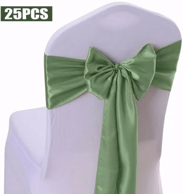 NESTLUNE 25-Piece Set of Spandex Bow Dining Chair Covers in White and Green, W: 100 cm, H: 60 cm – 1