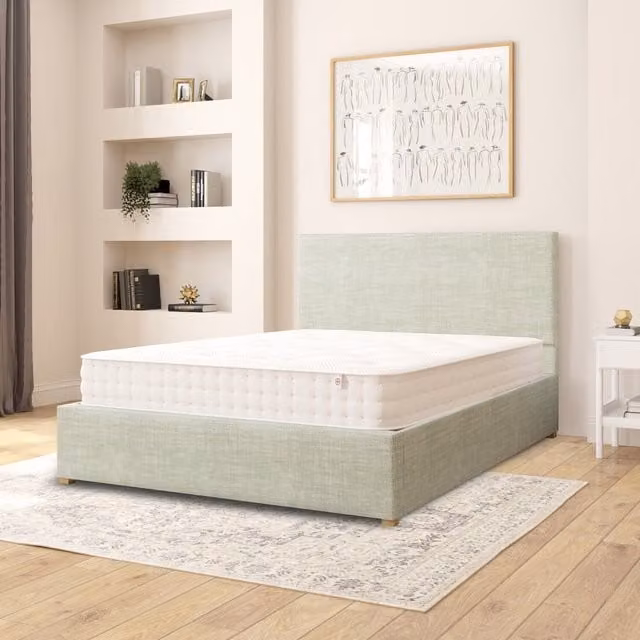 Aspire Garland Fabric Ottoman Storage Bed in Eau De Nil Blue Green, W/D/H: 180 x 200 cm