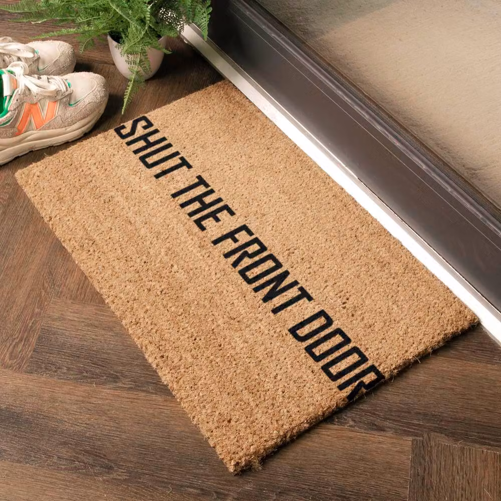 Artsy Mats Funny Shut The Front Door Doormat in Black and Brown, W: 60 cm, D: 40 cm – 2