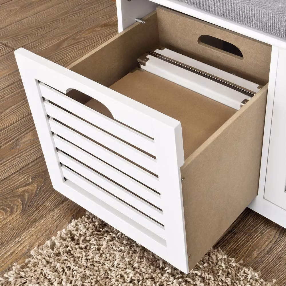 SoBuy Scandinavian Style Slim White Shoe Rack and Entrance Bench – 4