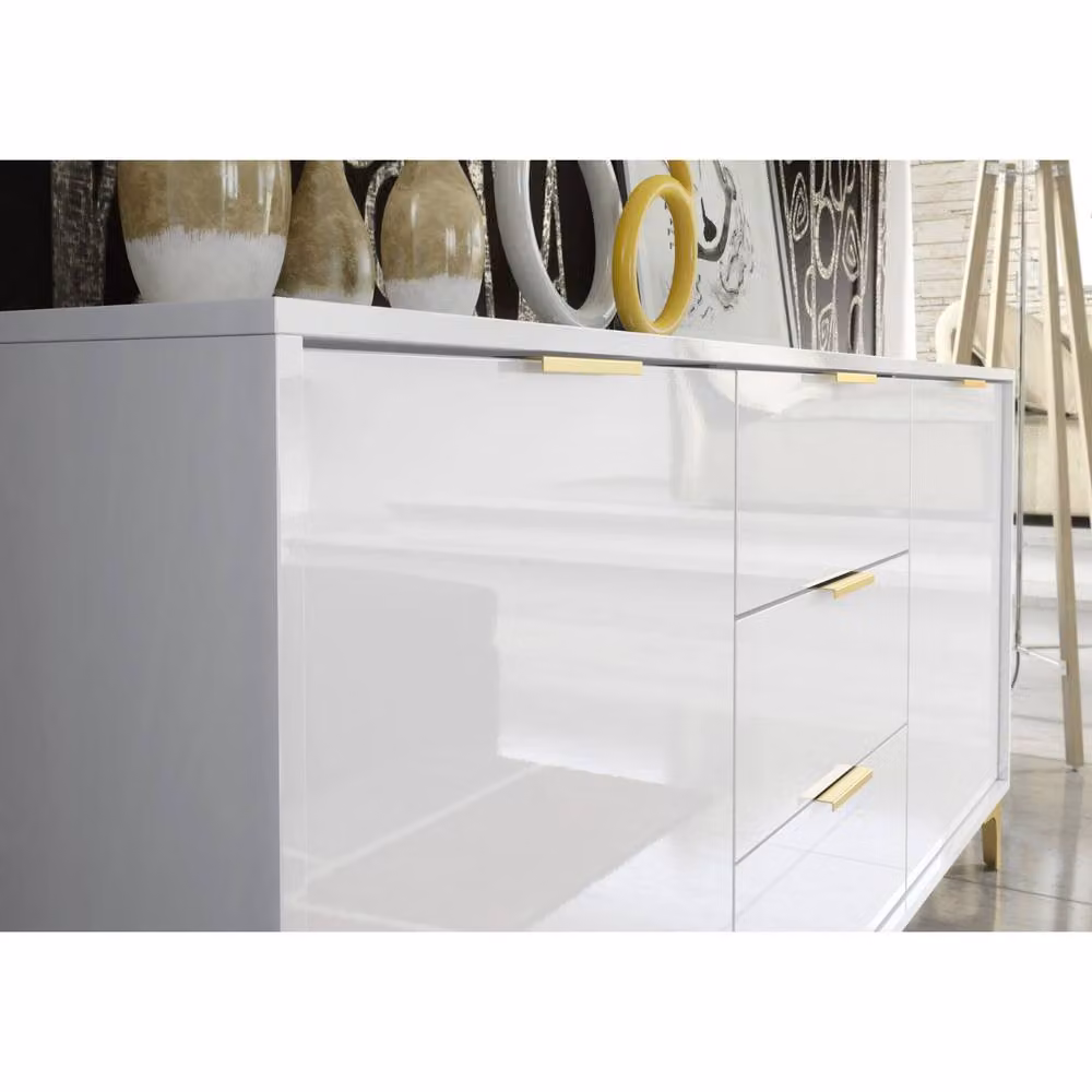 Creative Furniture Goldline Gloss Sideboard, White and Gold, W: 140 cm, H: 80 cm, D: 35 cm – 2