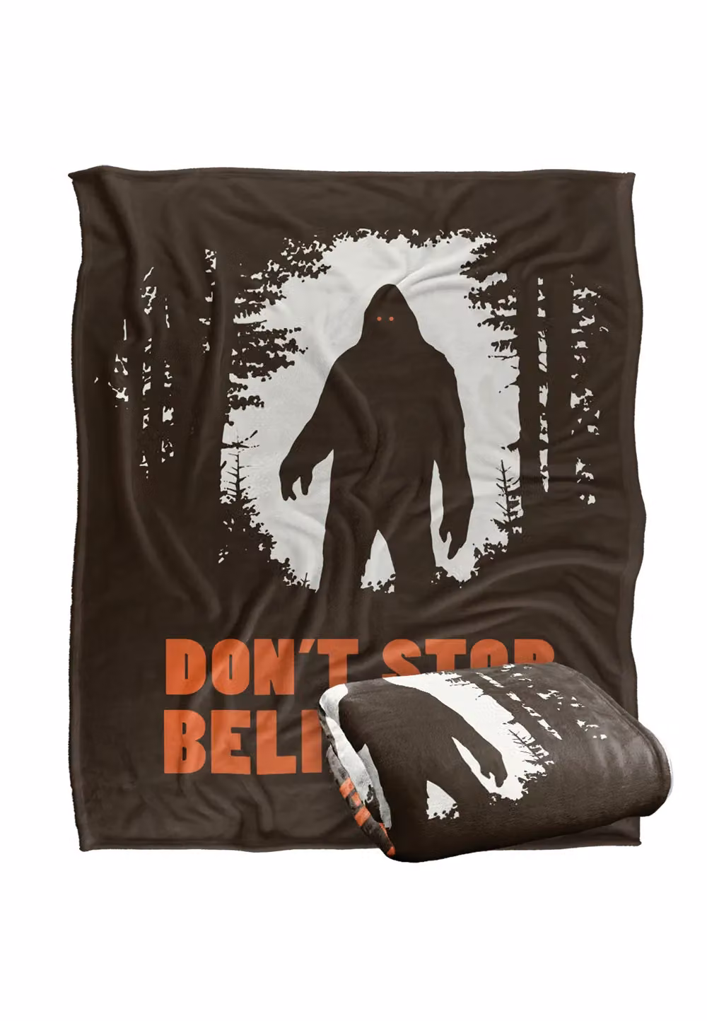 Bcreative Ephemera Bigfoot Dont Stop Believing Super Soft Fleece Throw Blanket, White, W: 152 cm, D: 127 cm – 7