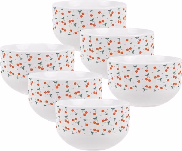 Purely Home Floral Ceramic Cereal Bowl in Red and White