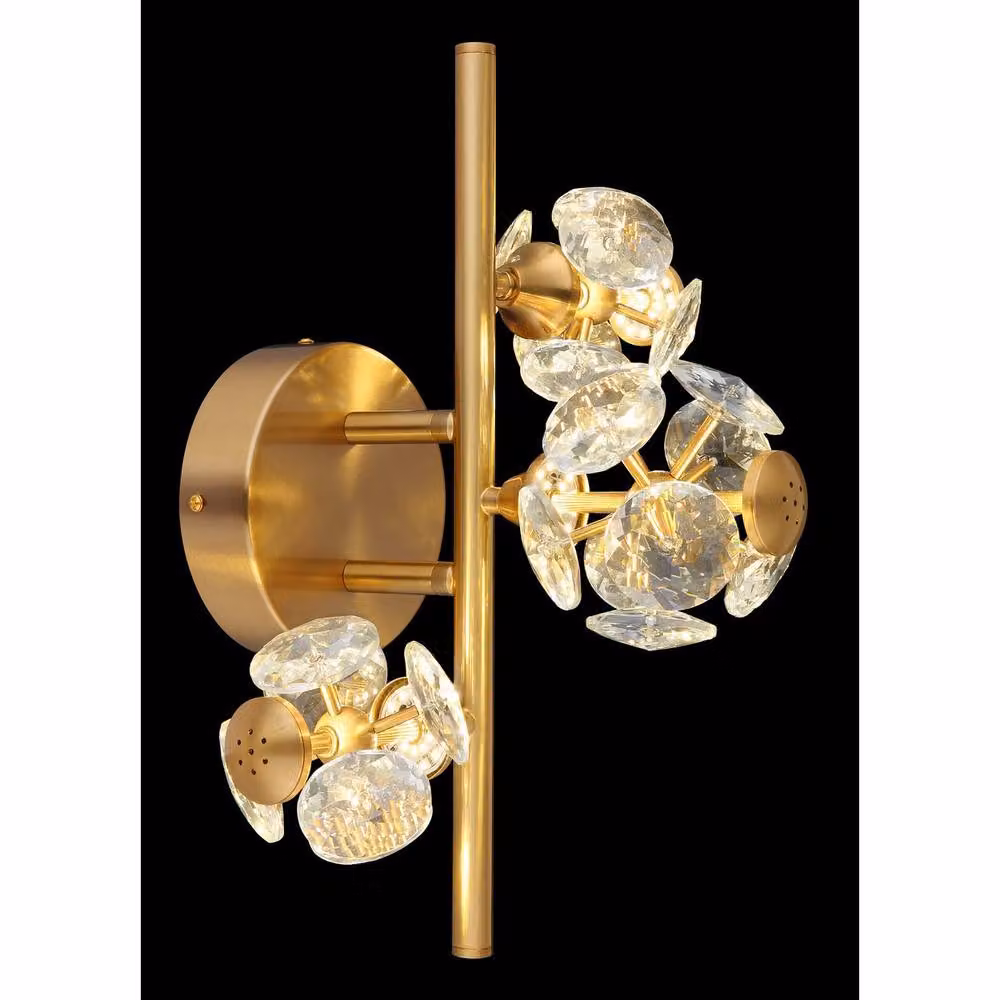 Netlighting Virina LED Wall Lamp in Gold and Brass with K9 Crystals and Warm White 3000K Light – 2
