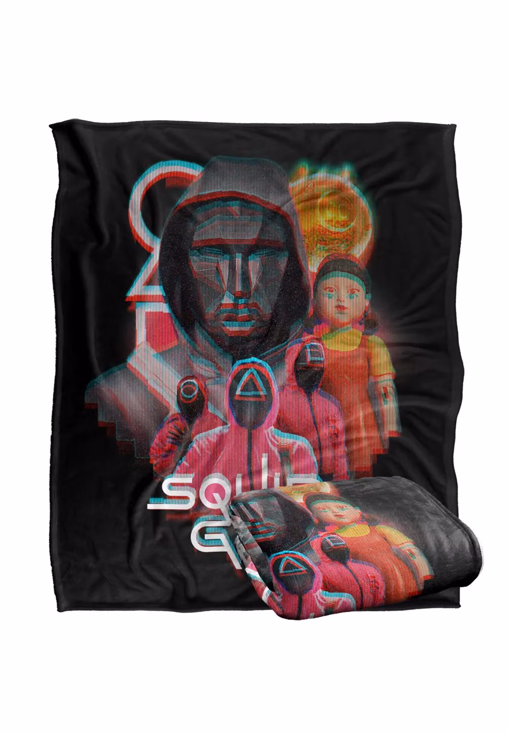 Netflix Squid Game Front Man & Guards Officially Licensed Silky Touch Super Soft White Throw Blanket W: 152 cm, D: 127 cm – 2