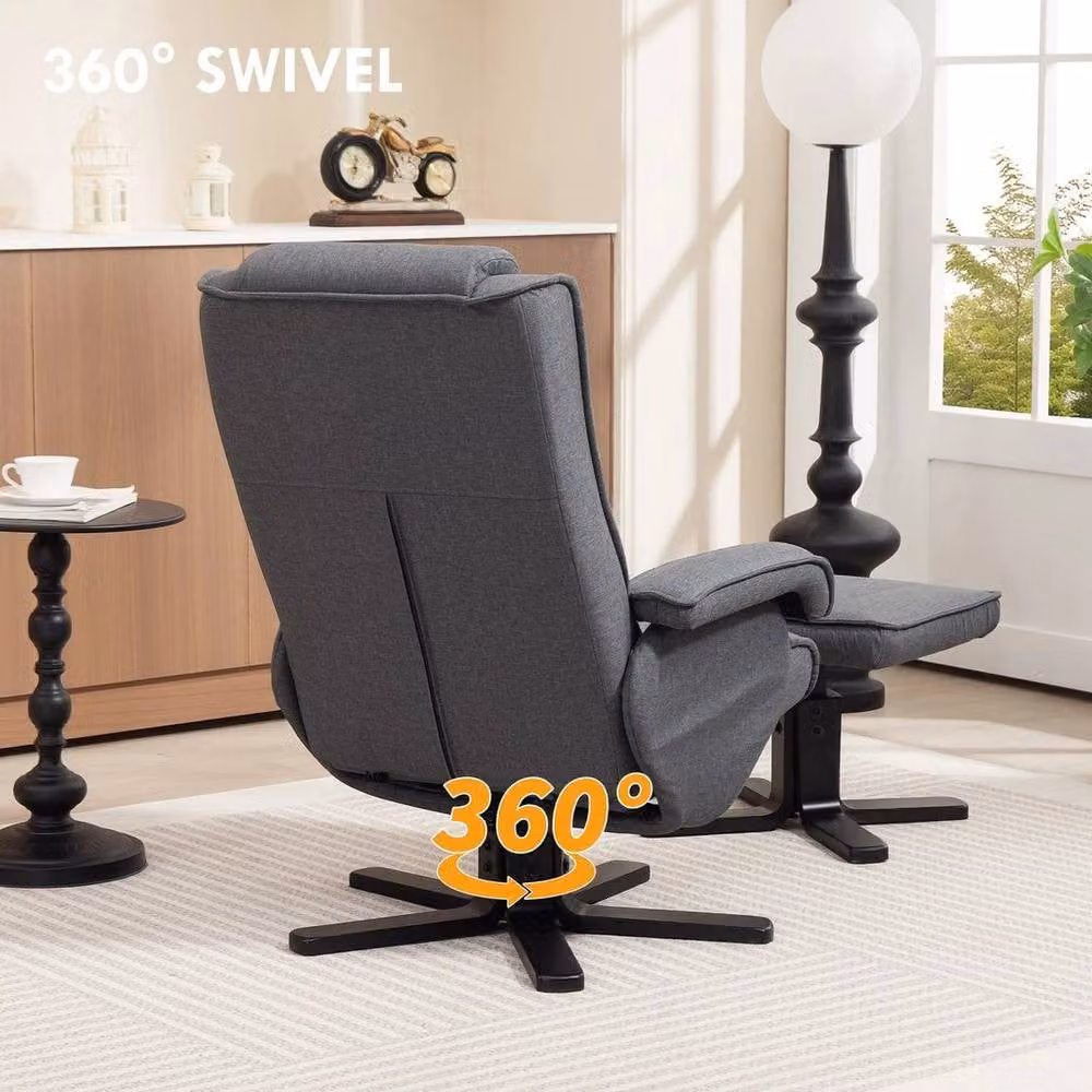 FORGEVIO Swivel Recliner Chair with Ottoman in Grey – 4