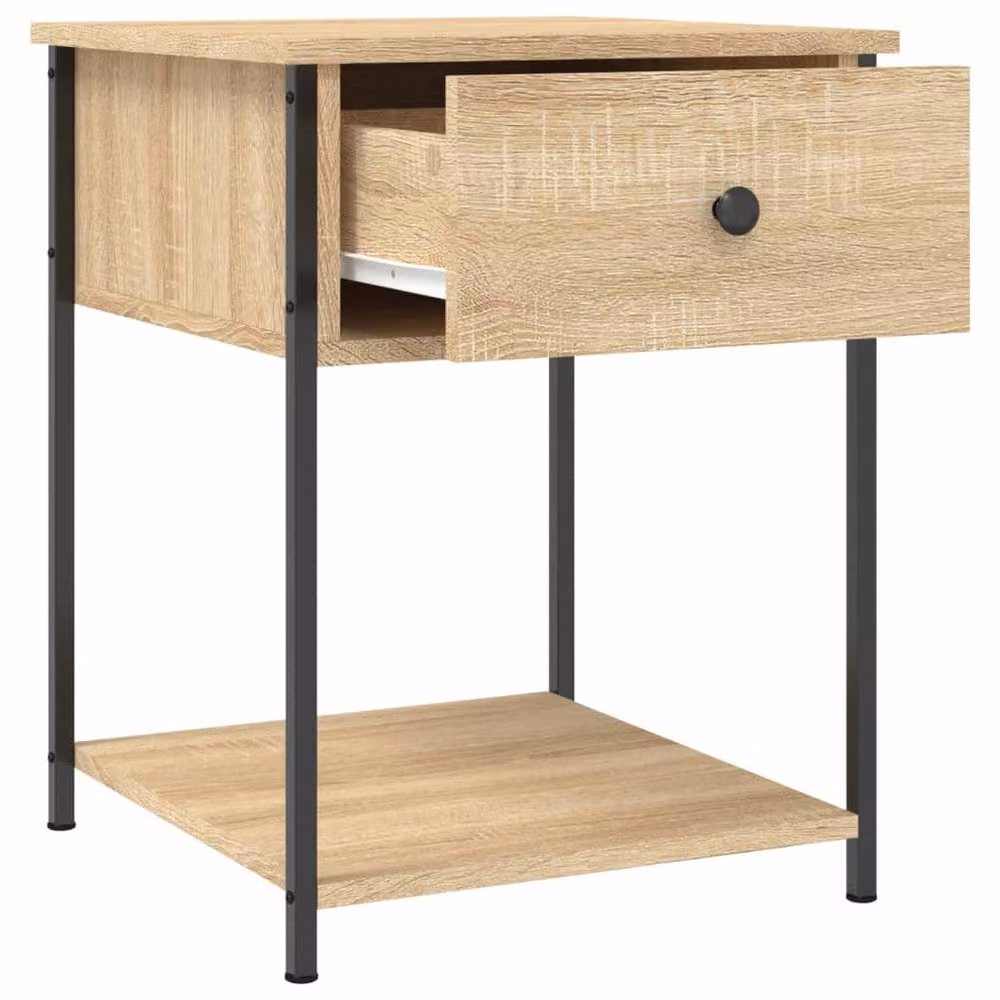 Berkfield Home Elegant Bedside Tables, 2 Piece Set in Sonoma Oak and Light Tan, W/D/H: 44 x 45 x 58 cm – 3