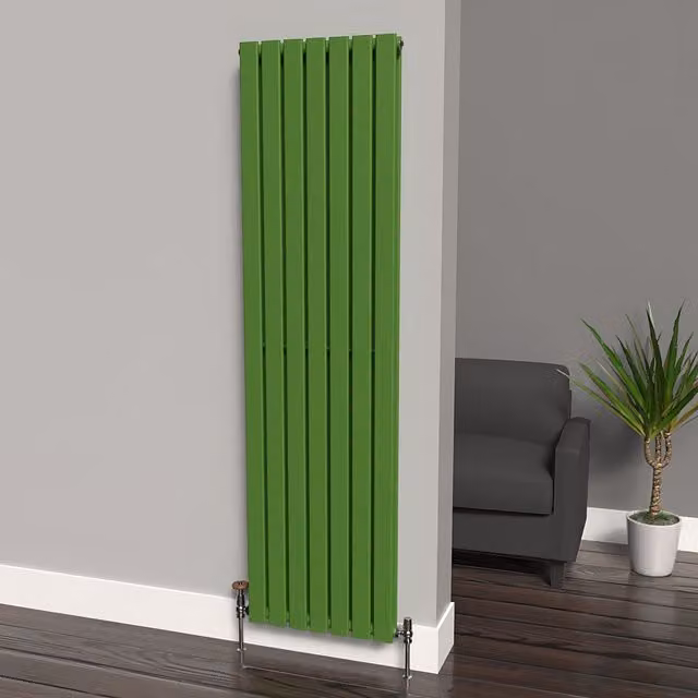 Lux Heat Flat Coloured Vertical Steel Radiator in Apple Green, H 180 cm x W 49 cm