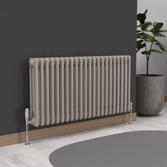 Lux Heat Horizontal 3 Column Steel Radiator in Grey, W: 101.0 cm, H: 50.0 cm