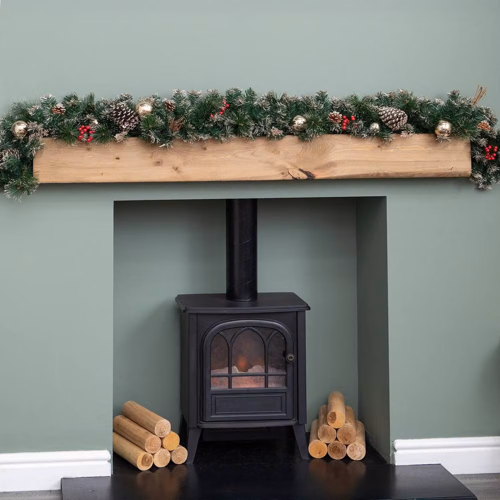 Samuel Alexander 1.8m Christmas Garland with Berries, Pine Cones and Gold Baubles in Green, Red and Gold – 3