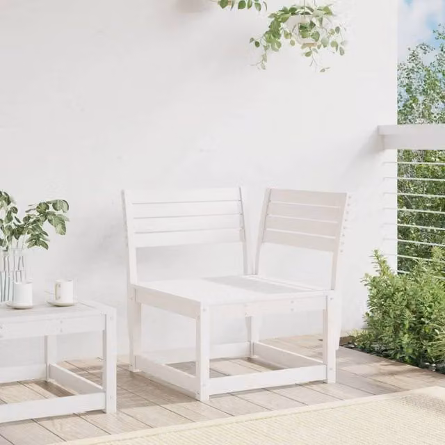 Berkfield Home White Garden Corner Sofa in Solid Pine Wood, W/D/H: 73 x 73 x 78 cm
