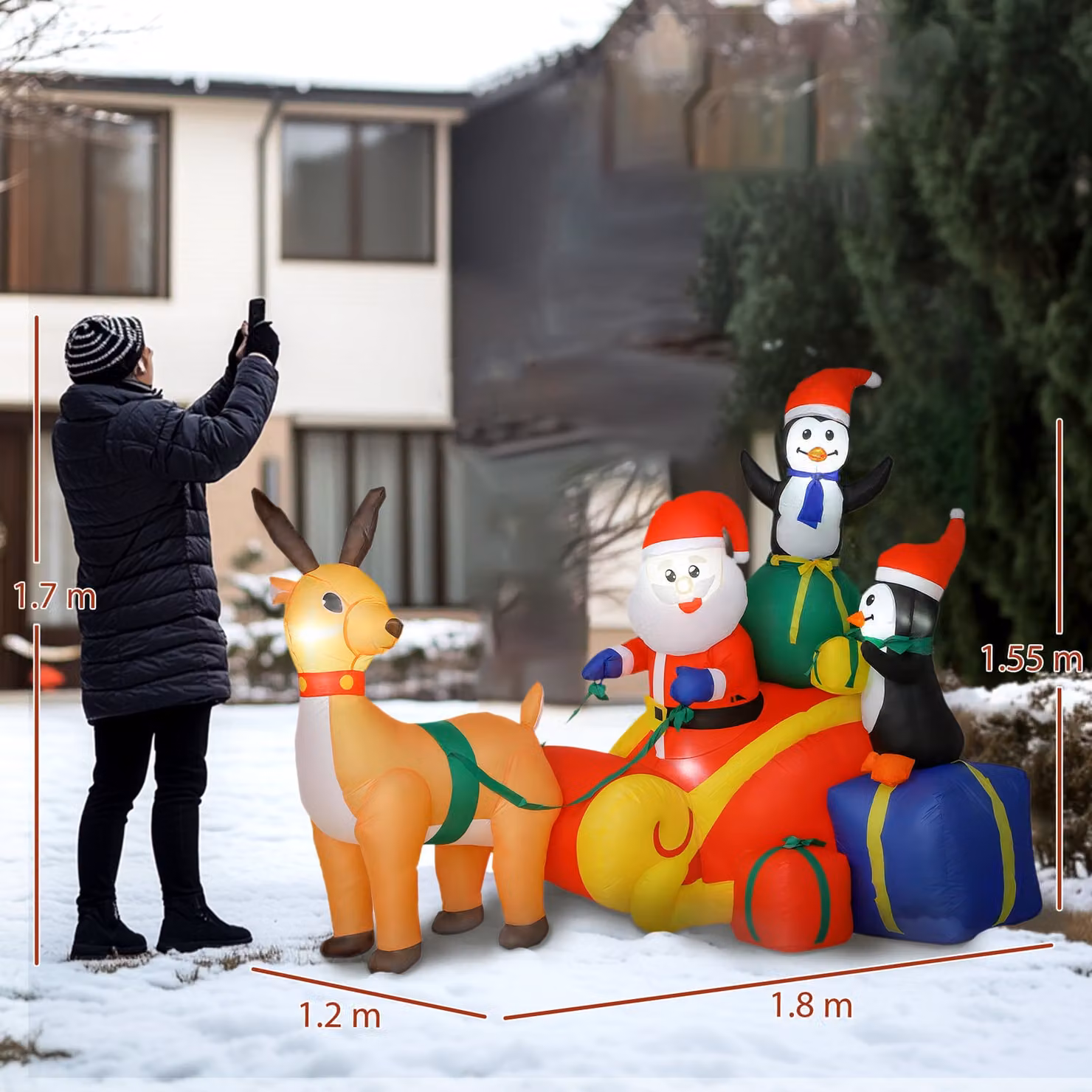 Outsunny Multicolour 6ft Inflatable Santa Sleigh Christmas Decoration with Accessories – 3