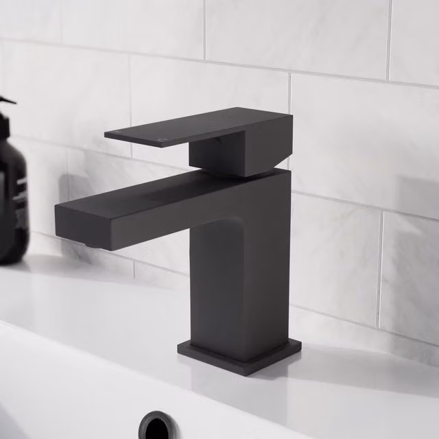 Nes Home Square Single Lever Basin Mono Mixer Tap in Matte Black