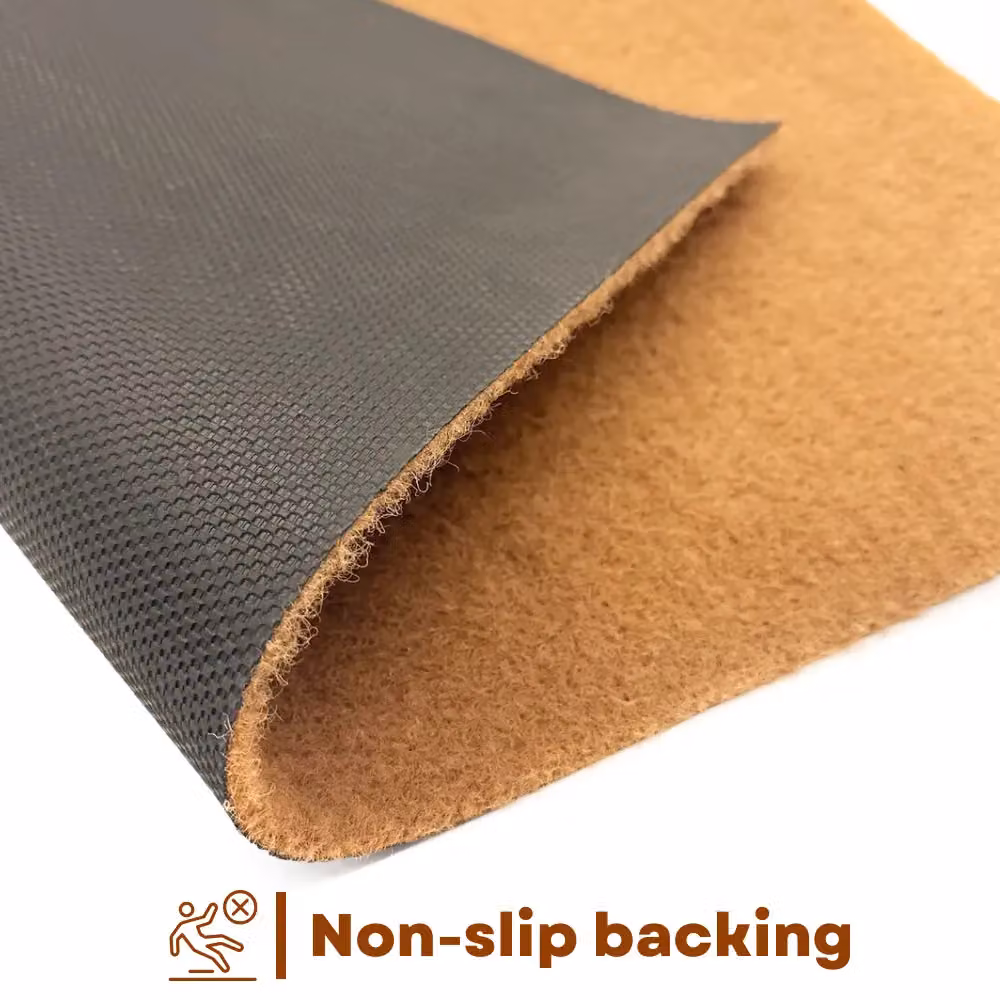 Nicoman Brown Coir and PVC Non-Slip Runner Rug for Hallways and Kitchens, W: 60 cm, L: 220 cm – 3