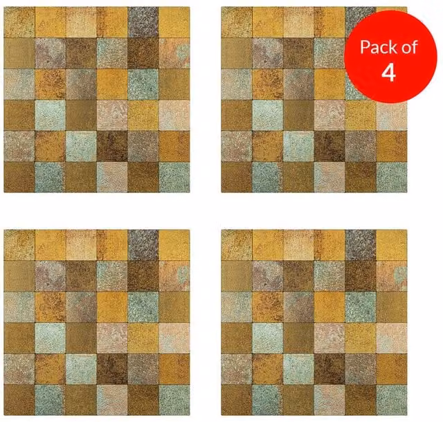 ENER-J Britwall Square Aluminium Mosaic Wall Tile, Multi Bronze, Pack of 4, W/D/H: 30.5 x 30.5 x 0.37 cm