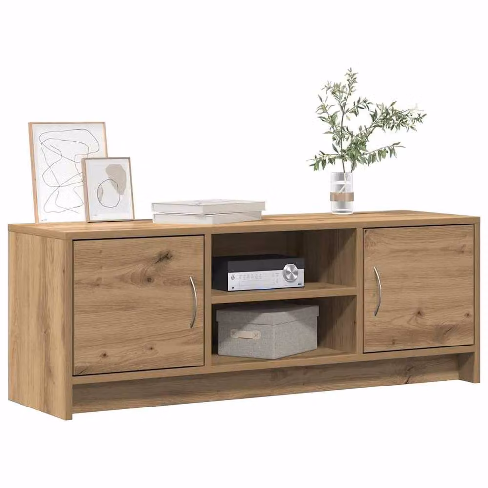 Berkfield Home Artisan Oak TV Cabinet in Brown, W/D/H: 102 x 30 x 37.5 cm – 3
