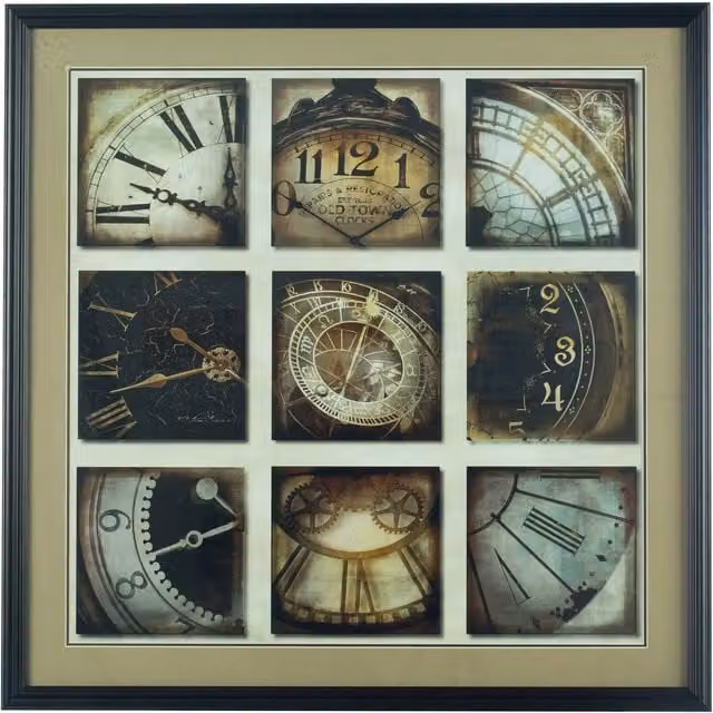 Orsina Time Has Come Framed Typography Wall Art in Black, Beige and Multicolour