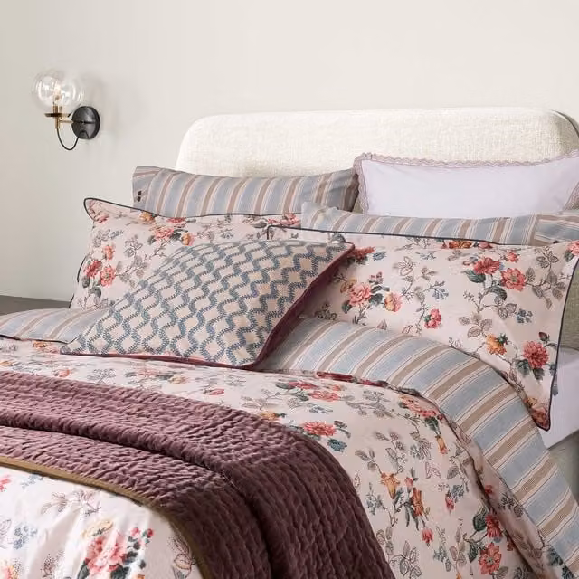Bedeck of Belfast Elinor Super Kingsize Cotton Percale Floral Duvet Cover Set, Multicolour – 1