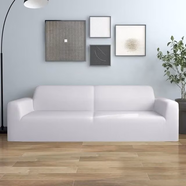 Berkfield Home 3-Seater Stretch Sofa Slipcover in White Polyester Jersey – 1