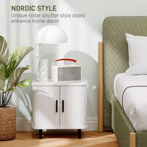 HOMCOM Scandinavian Style White Bedside Table with Metal Legs and Wood Effect Finish W/D/H: 40 x 30 x 48 cm – 3