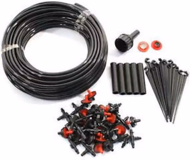 BARGAINS-GALORE 71-Piece Micro Irrigation System with 23m Tubing, Emitters, Connectors and Stakes in Black