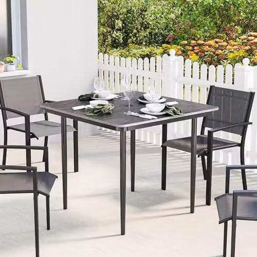 Outsunny Modern Garden Dining Table for 4 People, Grey, W/D/H: 85 x 85 x 72.5 cm – 8