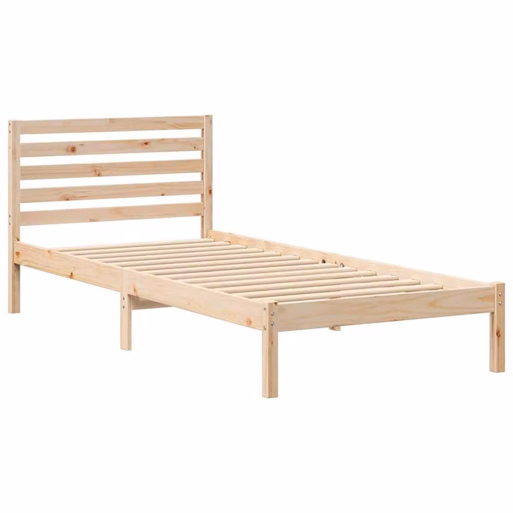 Berkfield Home Elegant Bed with Headboard in Brown Solid Pine Wood, W: 90 cm, L: 210 cm – 2