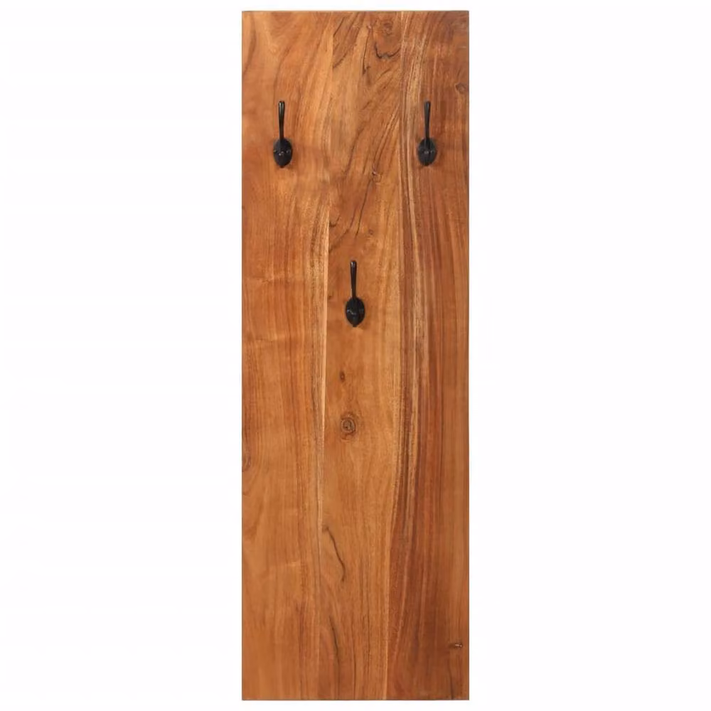 Berkfield Home Set of 2 Wall-mounted Coat Racks in Brown Lacquered Solid Acacia Wood, W/D/H: 36 x 3 x 110 cm – 3