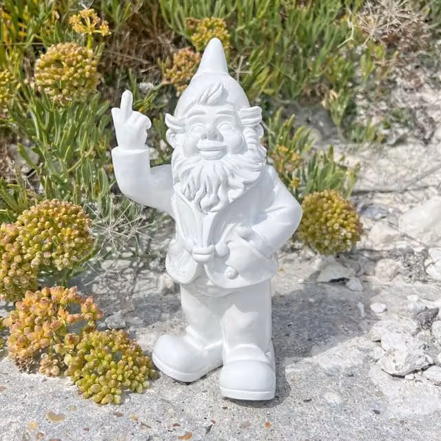Stoobz White Rude Middle Finger Garden Gnome, Height: 20 cm