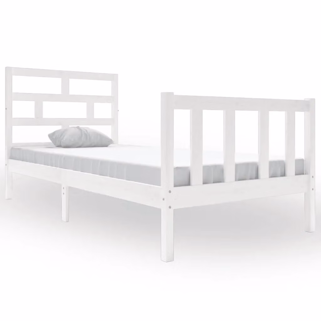 Berkfield Home Single Bed Frame in White Solid Pine, W/D/H: 90 x 190 cm – 2