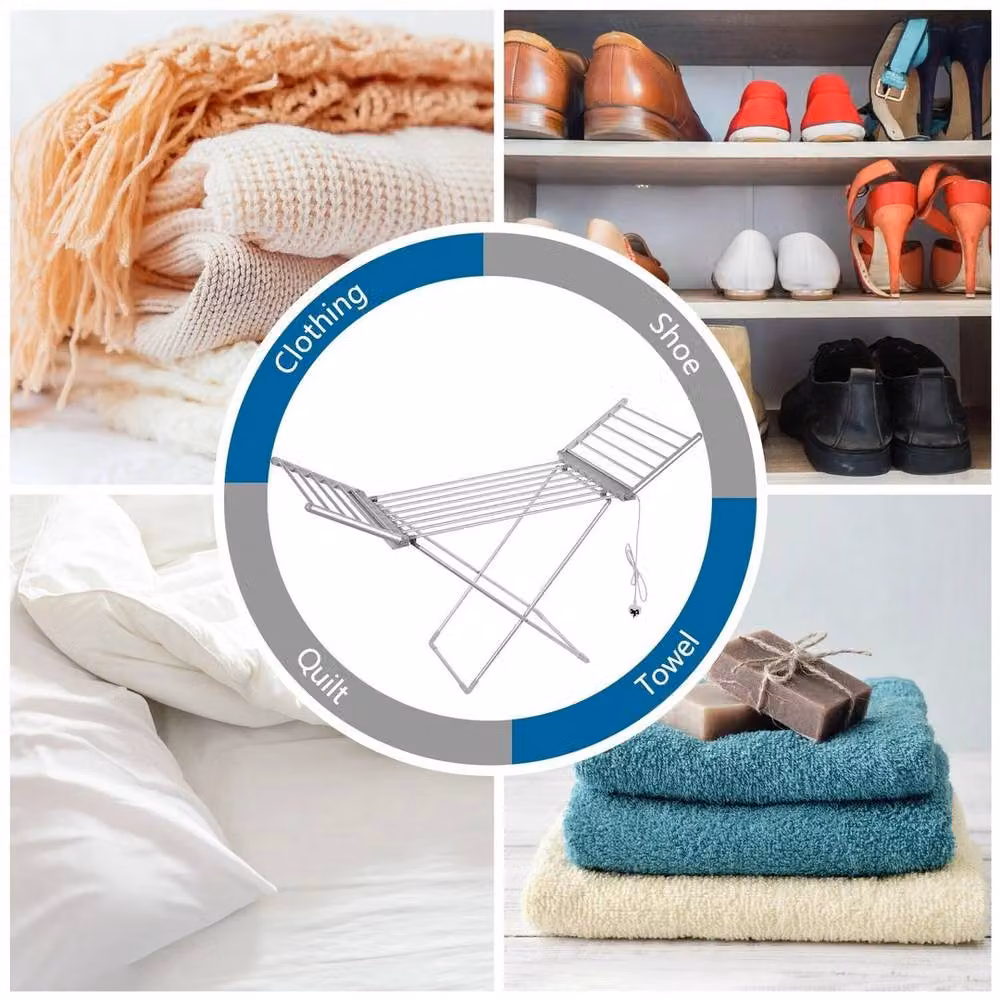 PAWNORA Electric Winged Clothes Drying Rack with Cover in Silver – 3