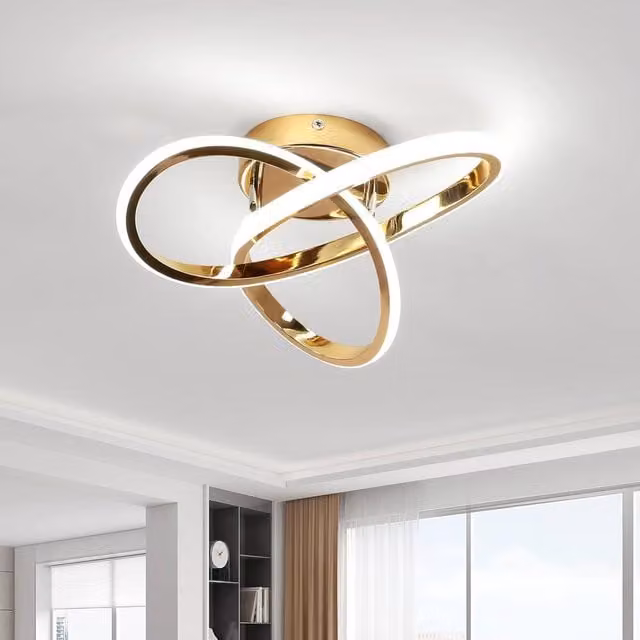 Goeco Modern Flower Design LED Ceiling Light in Gold/Brass, 6500K Cool White – 1