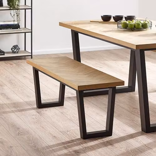 Julian Bowen Hilton 2 Seater Dining Bench in Oak, W/D/H: 114.0 x 44.5 x 39.0 cm – 1