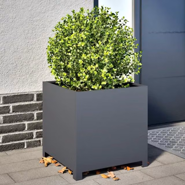 Berkfield Home Steel Garden Planter Tub in Anthracite Black, W/D/H: 50 x 50 x 50 cm – 1